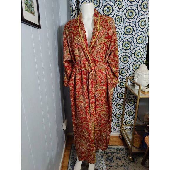 Victoria's Secret Classic 100% Silk/Wool Blend Full-Length Brocade Dressing Gown - Picture 1 of 7